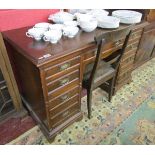 Edwardian pedestal desk with chair