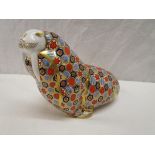 Royal Crown Derby walrus paperweight with gold stopper