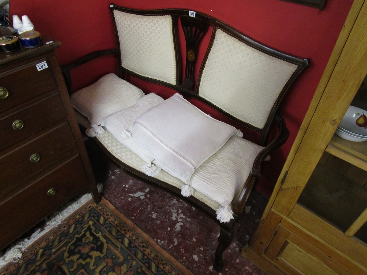 Edwardian inlaid two seater armchair