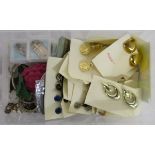 Box of costume jewellery to include earrings