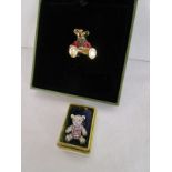 2 boxed teddy brooches