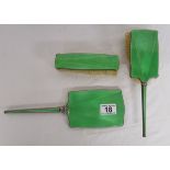 Silver & engine turned enamel brush set