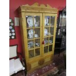 Antique pine & glass fronted bookcase