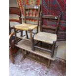 2 small rush seated chairs & coffee table