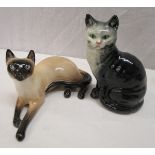 2 cats - Beswick and Royal Doulton