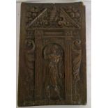 Early oak carved panel - Approx 23.5cm x 37cm