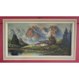 Oil on canvas - Mountain scene by German Artist Seifarth