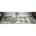 Collection of Wedgwood green jasperware