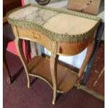 Kingwood & ormolu inlaid hall table with marble top