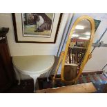 Painted demi lune hall table & cheval mirror