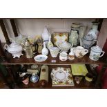 2 shelves of collectables to include Royal Albert Old Country Roses