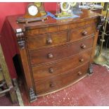 Victorian mahogany bow fronted chest of 2 over 3 drawers