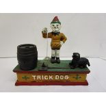 Trick dog & clown novelty cast iron money box