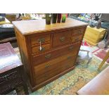 Large satin-walnut chest of drawers