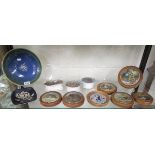 Collection of Prattware pot lids etc