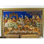 Large wool work tapestry in frame approx. 196cm x 133cm