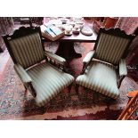 Pair of Edwardian upholstered armchairs