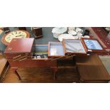 Fold out sewing box on cabriole legs