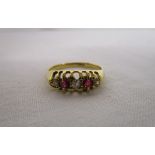 18 carat antique ruby and diamond set ring