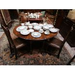 Oak barley twist drop leaf table and chairs