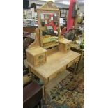 Edwardian pollard oak mirrored back dressing table