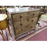 Early walnut chest of 3 drawers