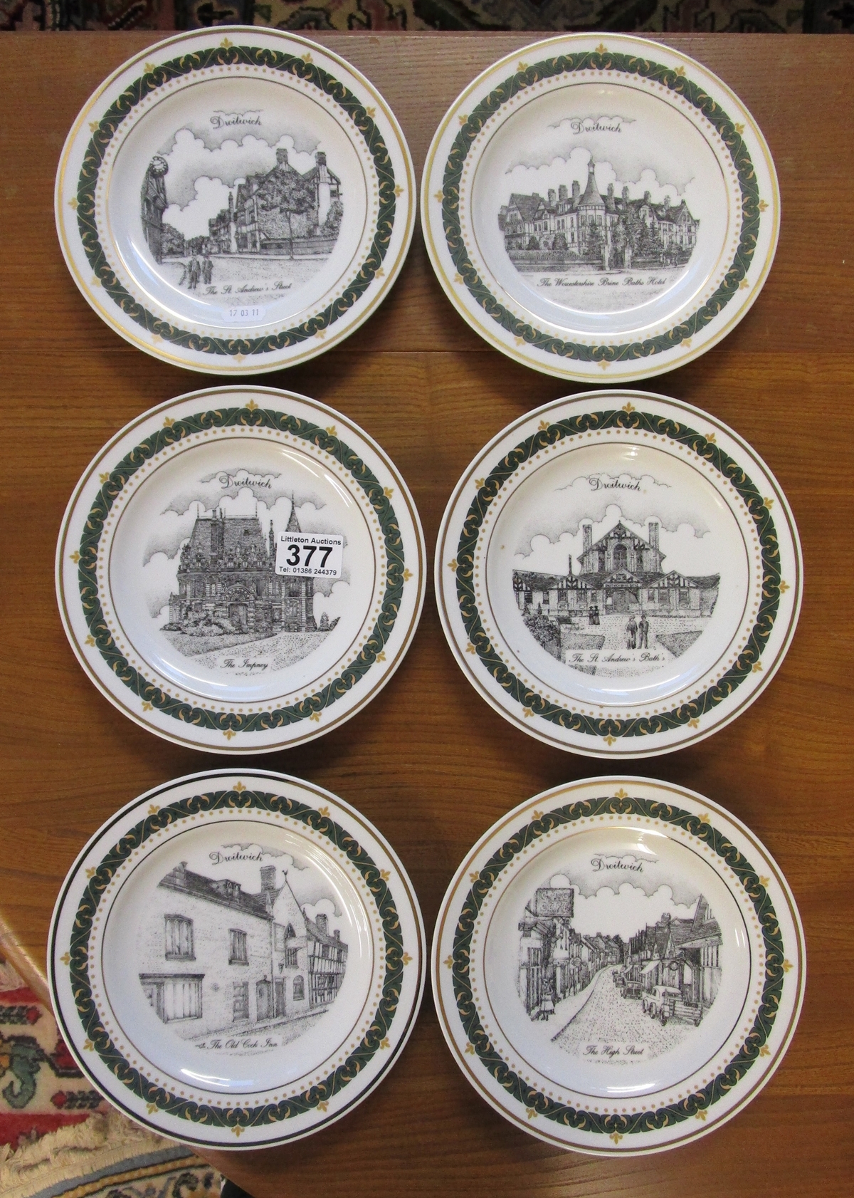 6 Canterbury collection plates - Droitwich L/E 56 of 150