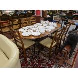 Ercol extending table & 6 ladder-back chairs