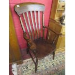 Slat back elm seated Windsor armchair