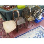 Pair of wheelback chairs & balloon back chair