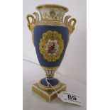 English porcelain vase by Chamberlain Worcester standing on a square plinth - A/F