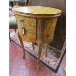 Burr walnut oval bedside table