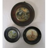 3 framed Prattware pot lids