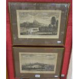2 framed etchings - Lincoln & Warwickshire