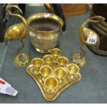 Collection of Indian brass to include egg cups