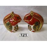 Pair of Royal Crown Derby squirrel paperweights