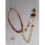 Silver, coral and gemstone necklaces