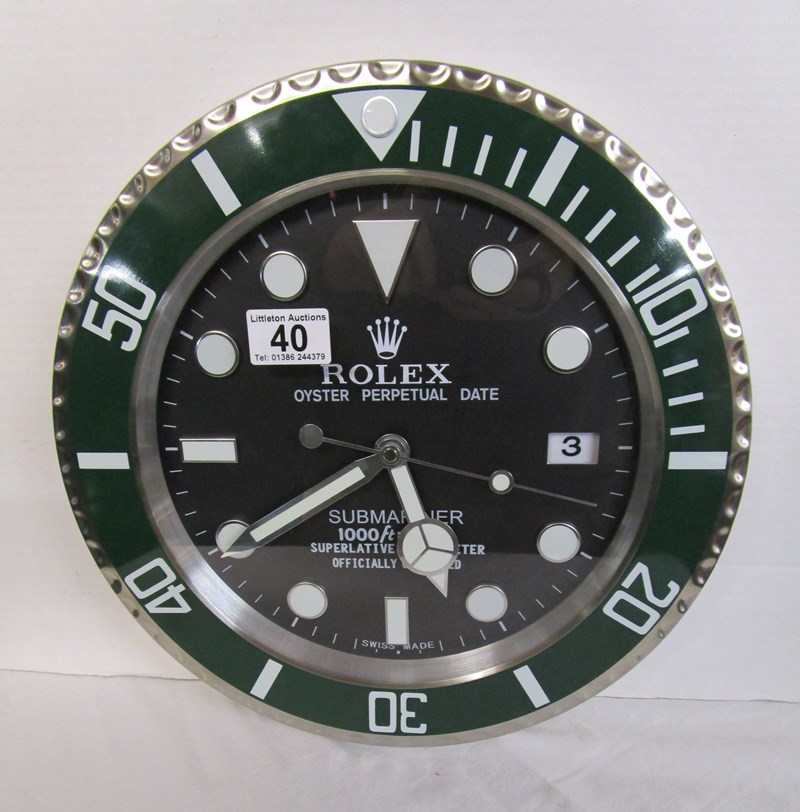 Rolex advertising clock with sweeping second hand