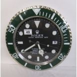 Rolex advertising clock with sweeping second hand