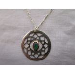 Silver stone set pendant on chain