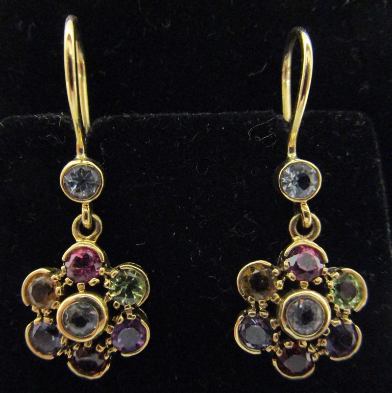 Gold and multi gemstone earrings