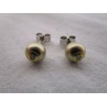 18ct gold H/M ball stud earrings set with diamonds