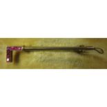 15ct gold & baguette ruby riding crop brooch