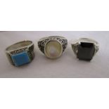 3 silver stone set rings