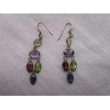 Silver and multi stoned earrings