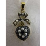 Sapphire diamond & seed pearl art pendant