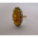 Gold and amber ring