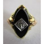 Antique onyx & diamond set ring