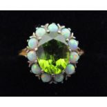 15ct gold peridot & opal cluster ring