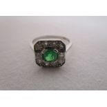 18ct white gold emerald & diamond ring